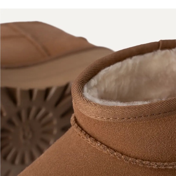 NEW UGG Women’s Classic Ultra Mini Platform Boots in Chestnut Brown size 7 - Picture 4 of 16